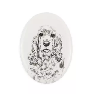 American Cocker Spaniel, Merry Cocker - commemorative plaque with a photo of a dog, tombstone with a print, personalized oval plaque from the Art-Dog brand