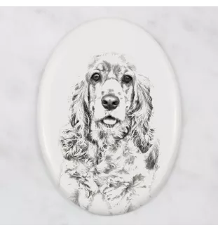 American Cocker Spaniel, Merry Cocker - commemorative plaque with a photo of a dog, tombstone with a print, personalized oval plaque from the Art-Dog brand