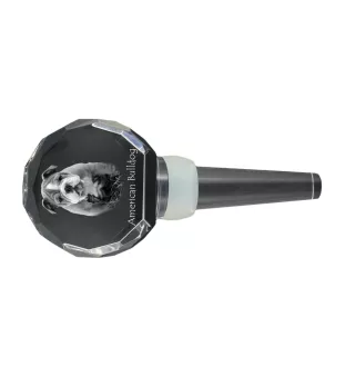 American Bulldog, Old Country Bulldog - Crystal bottle stopper, unique wine stopper with photo, personalised gift for sommelier by Art-Dog brand