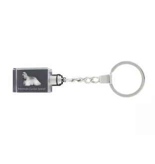 American Cocker Spaniel, Merry Cocker - Crystal key ring with dog photo, illuminated key ring, unique gift by Art-Dog brand