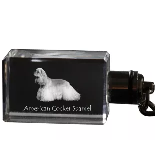 American Cocker Spaniel, Merry Cocker - Crystal key ring with dog photo, illuminated key ring, unique gift by Art-Dog brand