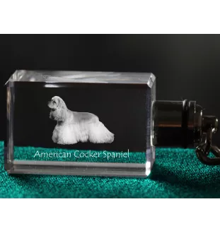 Cocker Américain - Porte-clés en cristal avec photo de chien, porte-clés lumineux, cadeau unique de la marque Art-Dog