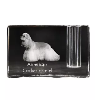 Amerikanischer Cocker Spaniel, American Cocker Spaniel - Stifthalter, Kristallorganizer mit Hundefoto, einzigartige Schreibtischdekoration der Marke Art-Dog