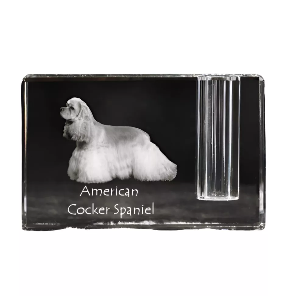 Cocker Américain - Porte-stylos, organiseur en cristal avec photo de chien, décoration de bureau unique par la marque Art-Dog