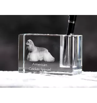 Cocker Américain - Porte-stylos, organiseur en cristal avec photo de chien, décoration de bureau unique par la marque Art-Dog
