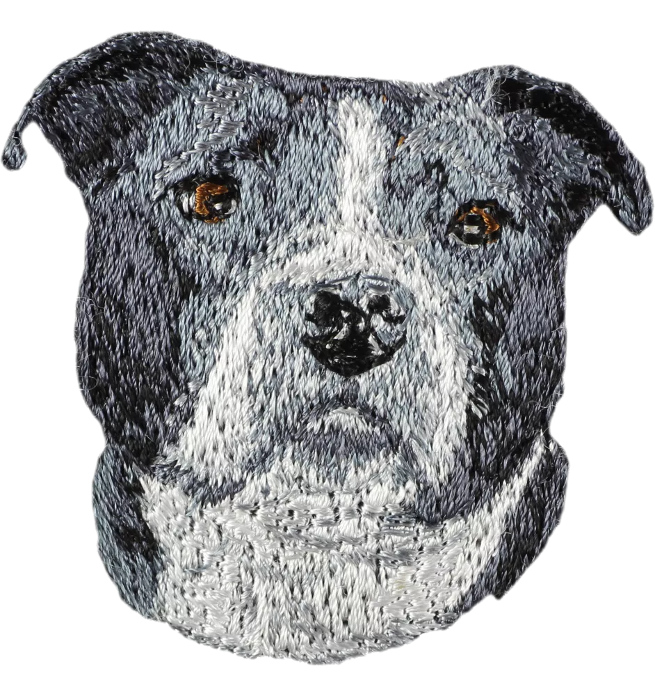 American Bulldog, Amerikanische Bulldogge - Hund geformtes Aufnäher, besticktes Patch, einzigartiges Dekor für den Rucksack der Marke Art-Dog