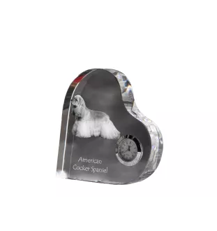 Cocker Américain - horloge en cristal avec une photo de chien, horloge de table en forme de cœur, horloge debout personnalisée de la marque Art-Dog