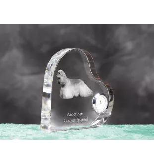 Amerikanischer Cocker Spaniel, American Cocker Spaniel - Kristalluhr mit einem Hundebild, Herzregal-Uhr, personalisierte Standuhr der Marke Art-Dog