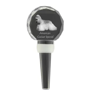 American Cocker Spaniel, Merry Cocker - Crystal bottle stopper, unique wine stopper with photo, personalised gift for sommelier by Art-Dog brand