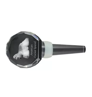 American Cocker Spaniel, Merry Cocker - Crystal bottle stopper, unique wine stopper with photo, personalised gift for sommelier by Art-Dog brand