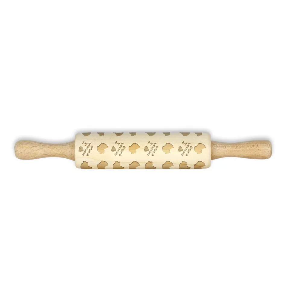 American Bulldog, Old Country Bulldog - small rolling pin with a dog pattern, a rolling pin for children's dough, decorating ceramic clay by Art-Dog brand