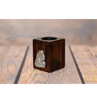 Amerikanischer Cocker Spaniel, American Cocker Spaniel - Holzkerzenständer mit Hund, einzigartiges Andenken an den Verlust eines Hundes, Handwerkskunst der Marke Art-Dog