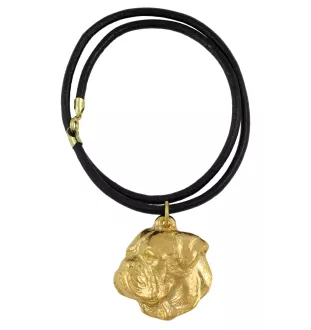 American Bulldog, Old Country Bulldog - keychain and necklace with a dog in a box, high-quality gold-plated product, Art-Dog brand