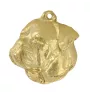 Bouledogue américain - porte-clés et collier avec chien dans une boîte, produit plaqué or de haute qualité, marque Art-Dog