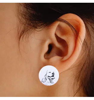 Bouledogue américain - boucles d'oreilles uniques avec un chien, votre animal de compagnie sur un porte-clés, marque propre Art-Dog