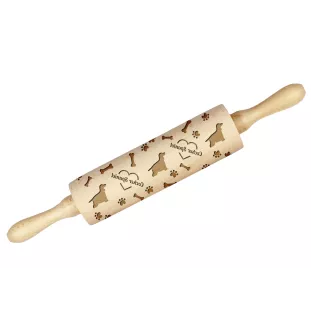 American Cocker Spaniel, Merry Cocker - rolling pin with a dog, decorating cookies with a rolling pin in patterns, a gift for the ceramicist of the Art-Dog brand