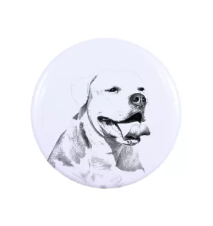 American Bulldog, Amerikanische Bulldogge Magnet mit einem Hundepfotenabdruck, außergewöhnlich leicht, starker Magnet, handgefertigtes Produkt der Marke Art-Dog