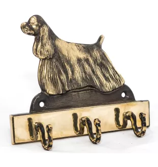American Cocker Spaniel, Merry Cocker - key holder with a dog, brass handle for dog accessories, an elegant decoration for the hallway from the Art-Dog brand.