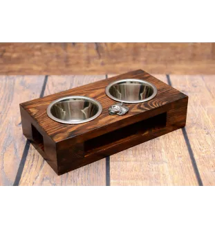 Bouledogue américain - support en bois avec des bols pour chien, bols pour chien en acier, cadeau pour l'adoption d'un chien de la marque Art-Dog