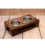 American Bulldog, Old Country Bulldog - wooden stand with bowls for a dog, steel dog bowls, a gift for adopting a dog from the Art-Dog brand