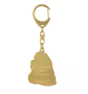 American Cocker Spaniel, Merry Cocker - keychain and necklace with a dog in a box, high-quality gold-plated product, Art-Dog brand