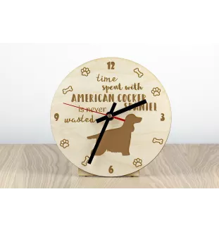 Cocker Américain - horloge avec chien, horloge en bois, horloge murale pour les amoureux des chiens, horloge de bureau et étagère, Art-Dog