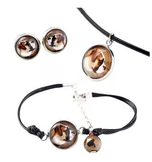 American Bulldog, Old Country Bulldog - a set of jewelry in a box, necklace, earrings, bracelet, products from the Art-Dog brand