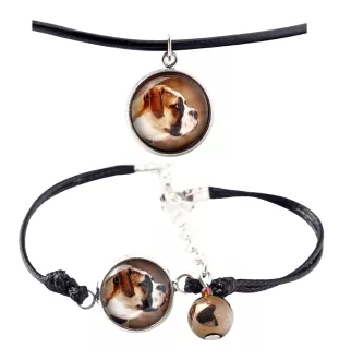 American Bulldog, Old Country Bulldog - a set of jewelry with your photo, handmade set, bracelet and necklace by Art.-Dog brand