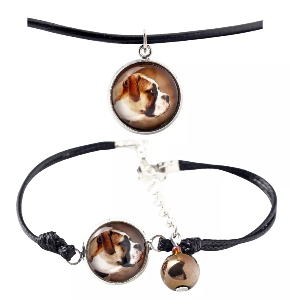 American Bulldog, Amerikanische Bulldogge - Schmuckset mit Ihrem Foto, handgefertigtes Set, Armband und Halskette von Art.-Dog.