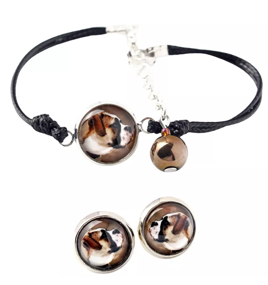 Bouledogue américain - ensemble de bijoux avec votre photo, accessoire féminin, article fait main, produit fabriqué à la main avec passion pour la création de la marque Art-Dog