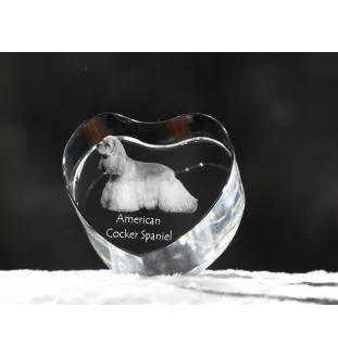 American Cocker Spaniel, Merry Cocker - a photo of a dog in crystal, crystal heart, unique photo frame from the Art-Dog brand