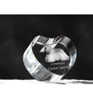 American Cocker Spaniel, Merry Cocker - a photo of a dog in crystal, crystal heart, unique photo frame from the Art-Dog brand