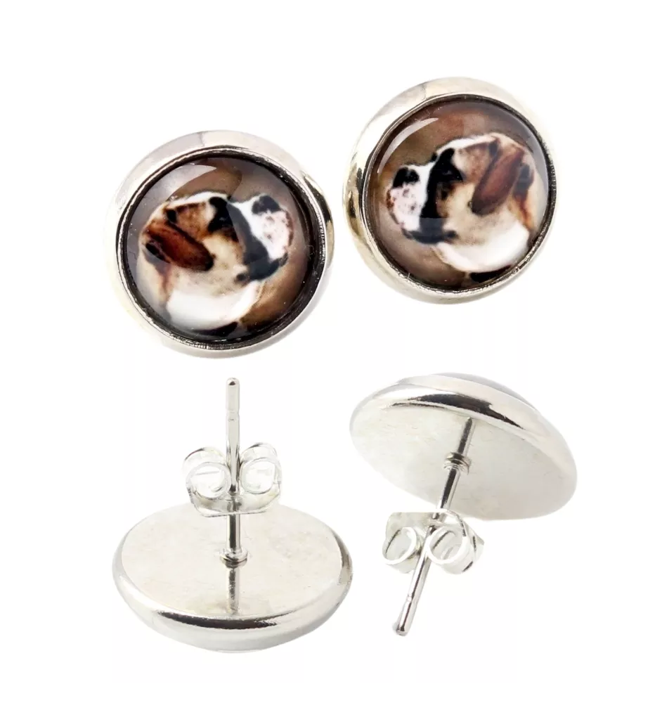 Bouledogue américain - boucles d'oreilles dans une boîte, votre photo, bijoux faits à la main, produit de la marque Art-Dog.
