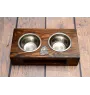 American Cocker Spaniel, Merry Cocker - wooden stand with bowls for a dog, steel dog bowls, a gift for adopting a dog from the Art-Dog brand