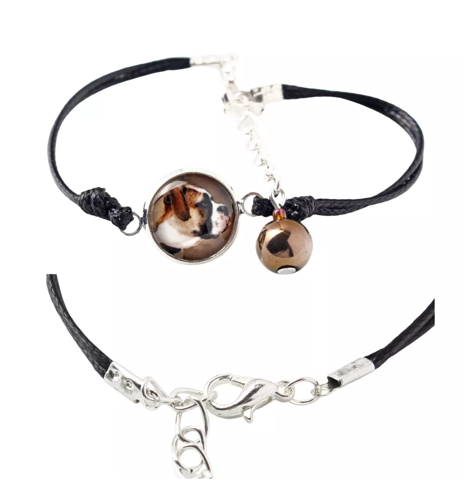 American Bulldog, Old Country Bulldog - bracelet in a box with your photo, feminine jewelry, perfect gift from Art-Dog brand
