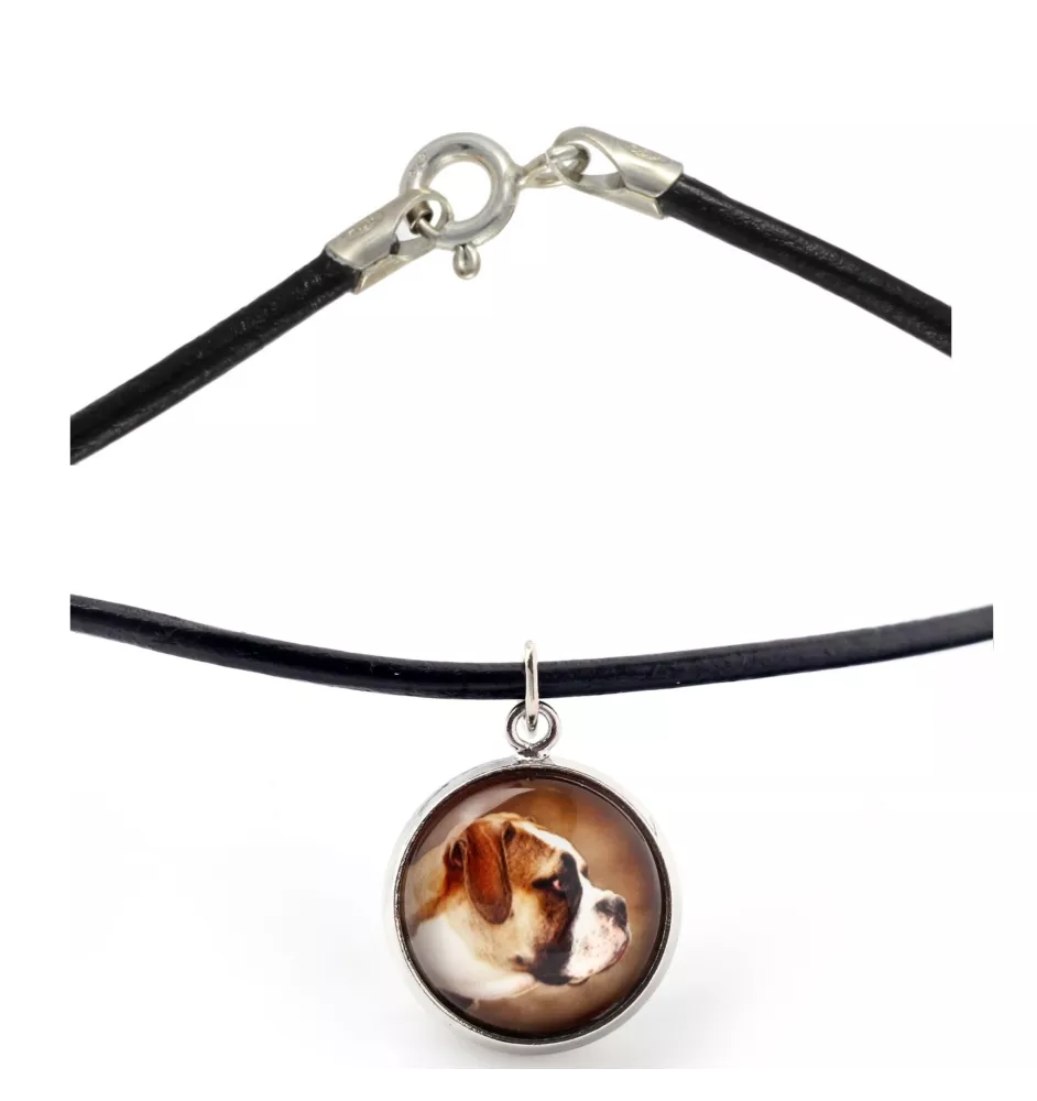 Bouledogue américain - collier dans une boîte, élégant bijou, pendentif de la marque Art-Dog