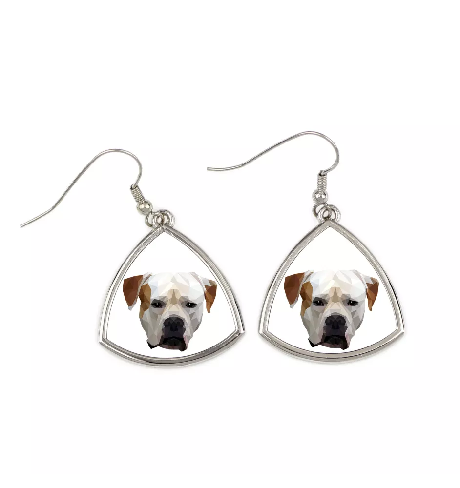 American Bulldog, Old Country Bulldog - earrings with a picture and the inscription geometric dog Art-Dog
