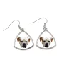 Bouledogue américain - boucles d'oreilles avec une photo et un motif de chien géométrique Art-Dog