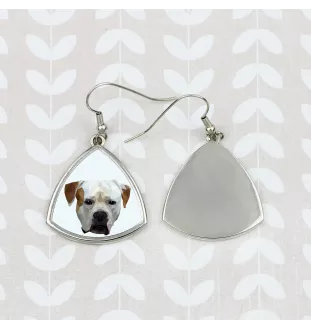 American Bulldog, Old Country Bulldog - earrings with a picture and the inscription geometric dog Art-Dog