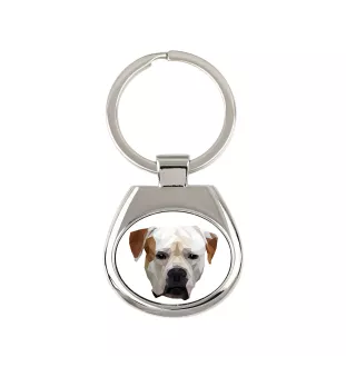 Bouledogue américain - porte-clés géométrique avec photo et inscription Art-Dog