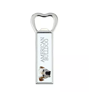 Bouledogue américain - ouvre-bouteille avec une image et une inscription pour la bière Art-Dog