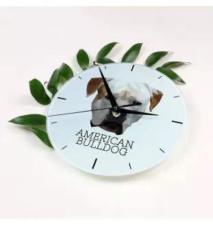 American Bulldog, Old Country Bulldog - geometric wall clock with a picture and the brand name Art-Dog