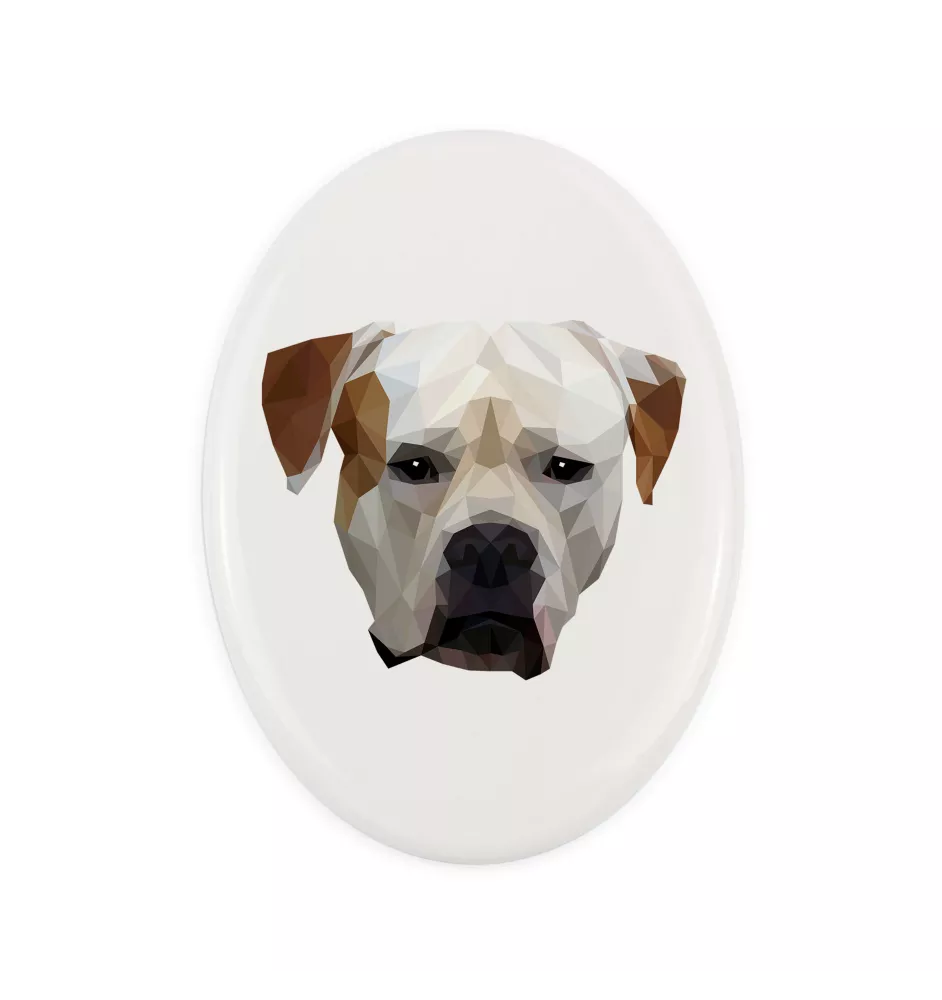 Bouledogue américain - une plaque avec une photo et un motif géométrique de la marque Art-Dog