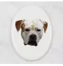 Bouledogue américain - une plaque avec une photo et un motif géométrique de la marque Art-Dog