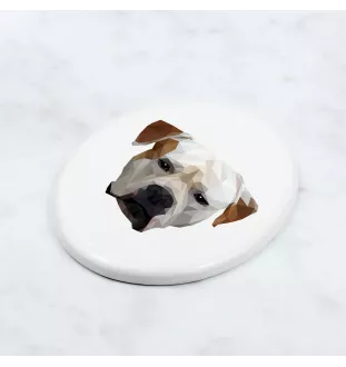 Bouledogue américain - une plaque avec une photo et un motif géométrique de la marque Art-Dog