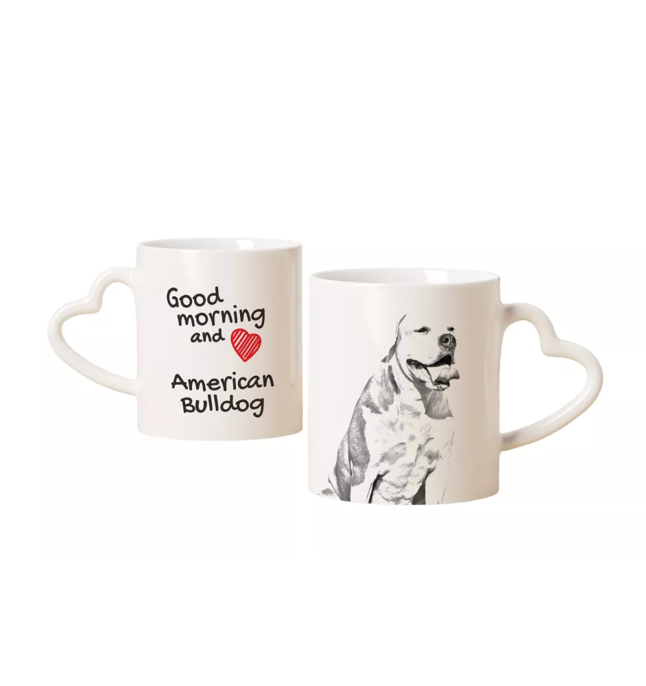 American Bulldog, Amerikanische Bulldogge - Tasse mit Hund, entzückende Tasse mit herzförmigem Henkel, universelles Geschenk der Marke Art-Dog