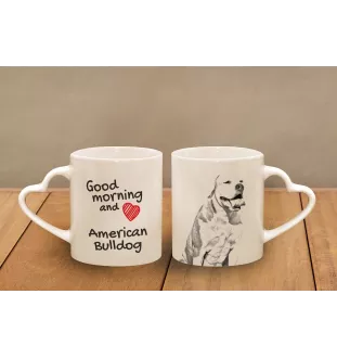 American Bulldog, Amerikanische Bulldogge - Tasse mit Hund, entzückende Tasse mit herzförmigem Henkel, universelles Geschenk der Marke Art-Dog