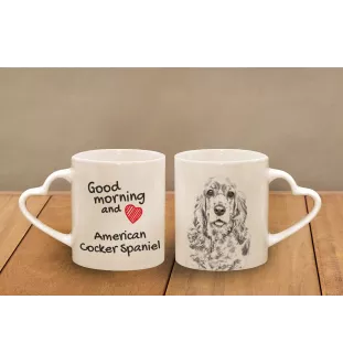American Cocker Spaniel, Merry Cocker - cup with a dog, adorable cup with a heart-shaped handle, universal gift from the Art-Dog brand