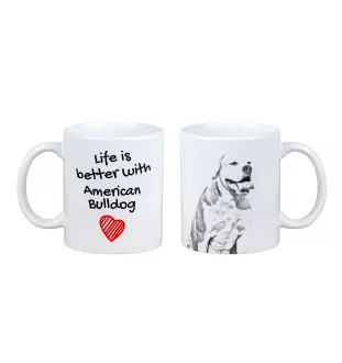 American Bulldog, Old Country Bulldog - cup with a dog, cup with a photo, personalized gift from the Art-Dog brand