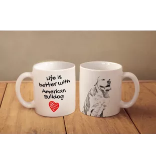 American Bulldog, Amerikanische Bulldogge - Tasse mit Hund, Tasse mit Bild, personalisiertes Geschenk der Marke Art-Dog